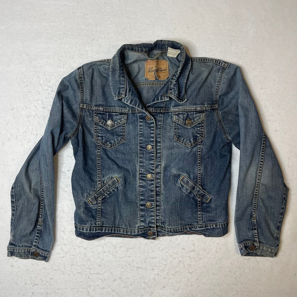 Levi Strauss Signature Denim Jacket Blue Medium Wash Women M M Classic Trucker